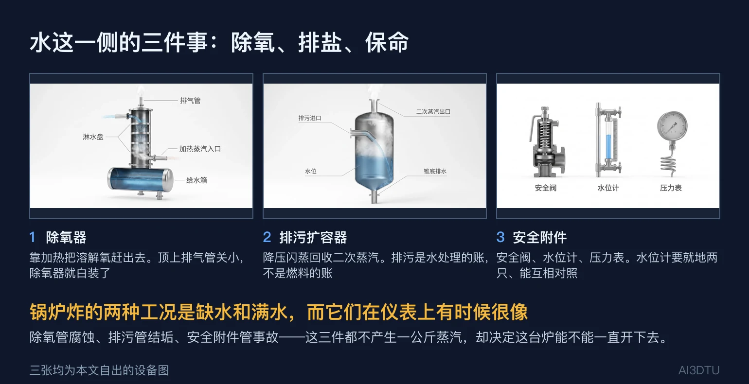 水系统三件拼图：除氧器、排污扩容器、安全附件